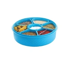 APEX KITCHENWARE ARTICLES Plastic Masala Rangoli Box - 7 Sections - 700 ml, 1 Piece, - 700 ml, Multi-color