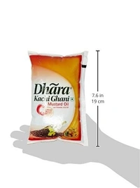 Dhara Kachi Ghani Mustard Oil (0% Trans Fat), 1 L Pouch - 1L