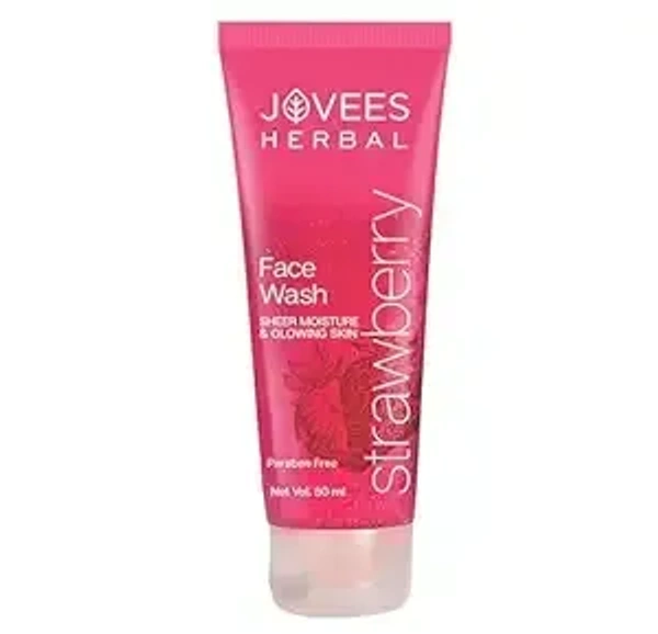 Jovees Herbal Strawberry Face Wash For Hydrating & Glowing Skin with Strawberry Ext. | Gentle Cleanser For Brightens, Removes Pigmentation | For Normal 120 ml 8906007670142
