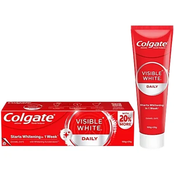 Colgate Visible White Toothpaste - Sparkling Mint, 100 g With 20 % More - 120