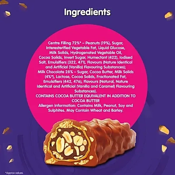 Cadbury Fuse Peanut & Caramel Filled Chocolate Mini Treats - 93 g (6 x 15.5 g)