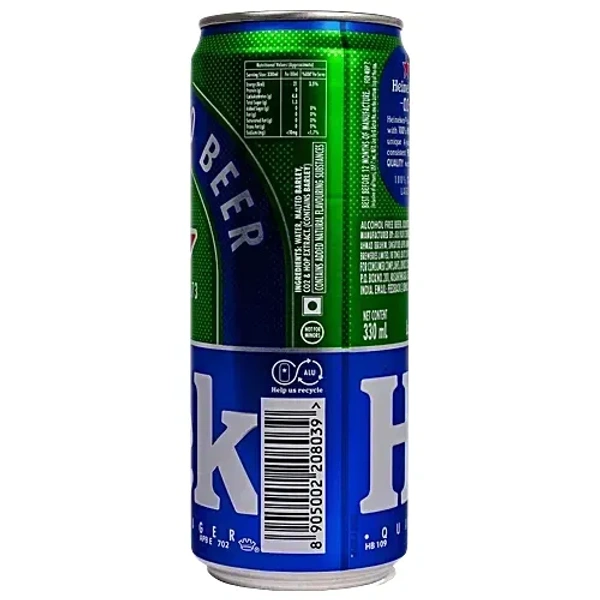 Heineken 0. 0% Alcohol Free Beer, 330 ml Can - 330ml