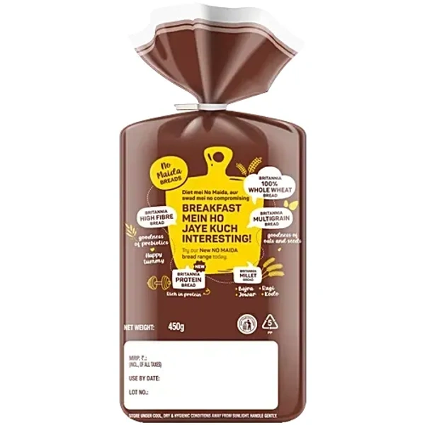 Britannia Whole Wheat Bread, 450 g Pouch