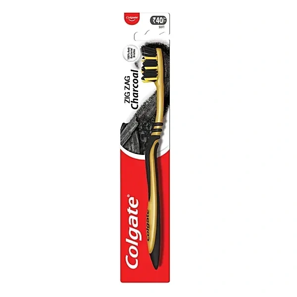 Colgate ZigZag Charcoal Soft Bristle Manual Toothbrush for adults