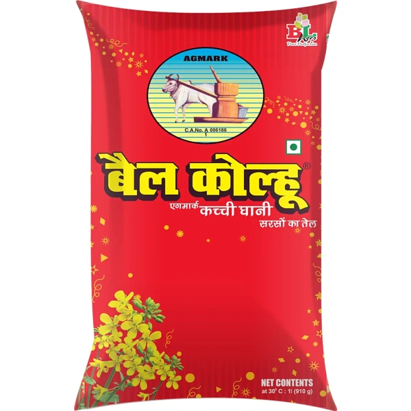 Bail Kolhu Kachi Ghani Mustard Oil, 1 L Pouch
