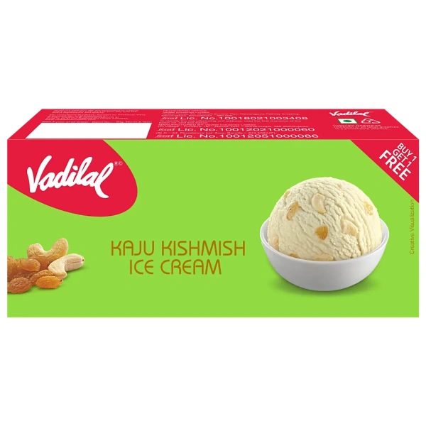 Vadilal Kaju Kishmish Ice Cream, 700 ml (Buy 1 Get 1 Free)