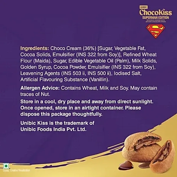 Unibic Centre Filled-Choco Kiss Cookies, 250 g - 250g