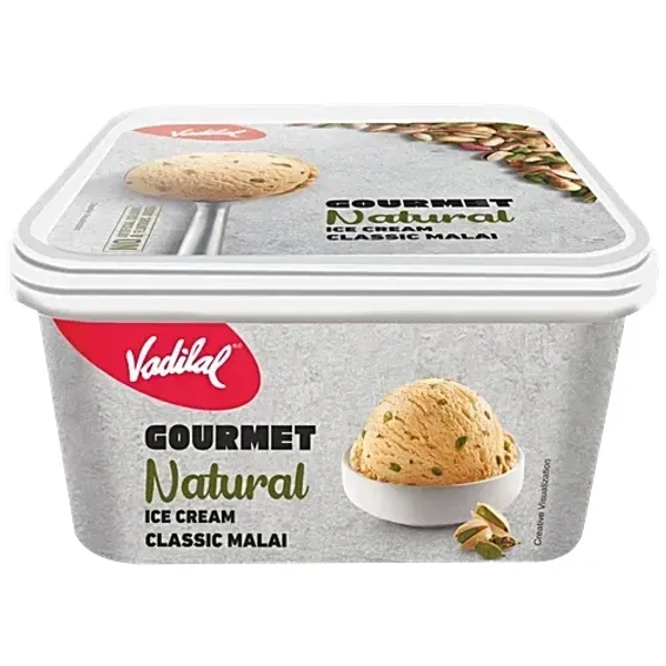 Vadilal Gourmet Natural Ice Cream - Classic Malai, No Artificial Colours & Flavours Added, 750ml  L Tub
