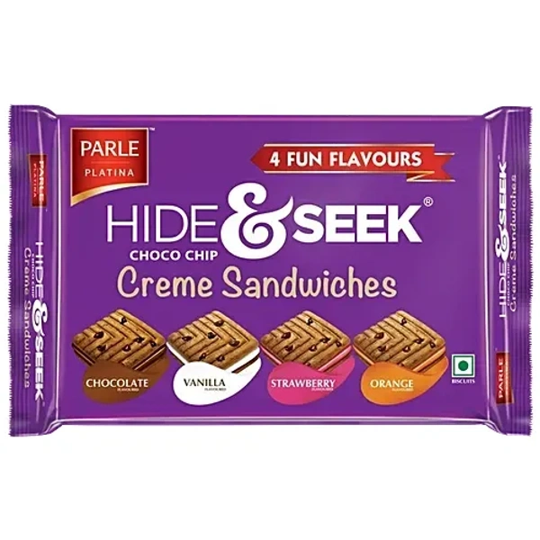 Parle Platina Hide & Seek Choco Chip Creme Sandwiches - Assorted Flavours, 400 g