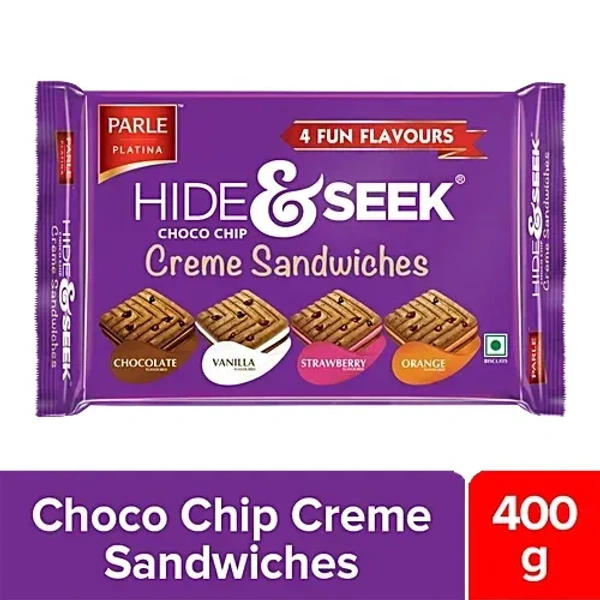 Parle Platina Hide & Seek Choco Chip Creme Sandwiches - Assorted Flavours, 400 g