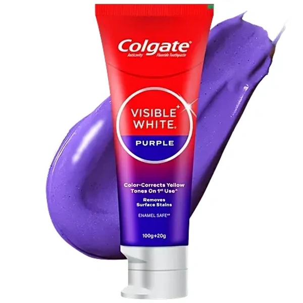 Colgate Visible White Purple Toothpaste, 120 g (100 g + 20 g) - 120