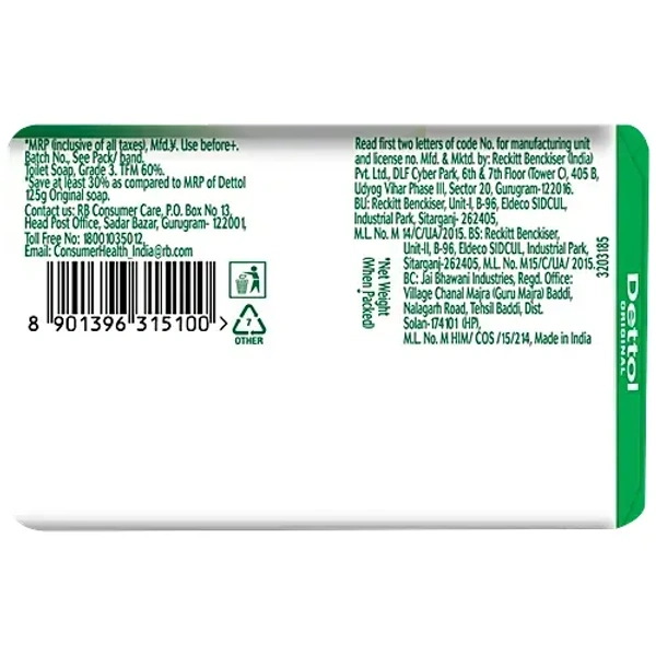 Dettol Bathing Soap Bar - Original, 99.99% Germ Protection, Dermatologically Tested, 42 g - 45g
