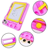 HK Toy's Children Magic Slate Pen Doodle Pad Eraser Drawing Easy Reading Writing Learning Graffiti Board Kids Educational Toy Magnetic Painting Sketch Pad (Pink)