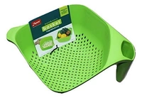 Apex Hard Plastic Vegetable Fruit Basket Rice Wash Sieve Washing Bowl - Green