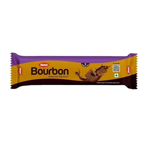 Dukes Bourbon Premium Chocolate Flavoured Sandwich Biscuit (125 Gram) - 125g