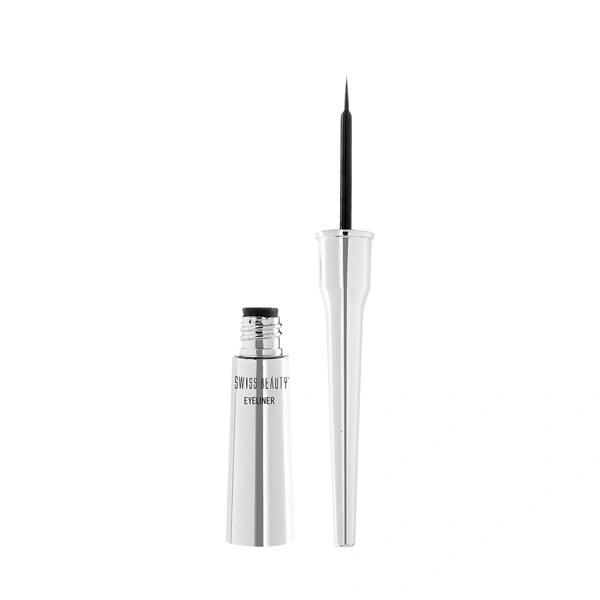Swiss Beauty Liquid Eyeliner | Long Lasting | Water Resistent | Deep Rich Black Pigment | Quick Drying & Non-Fading | Eye Makeup  - Black