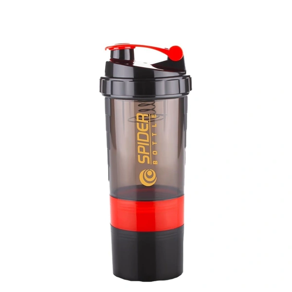 ATTRO Plastic Spider Shaker Bottle with Storage 300ml Protein Mixer Bottle with Compartment for Supplements, BPA-Free, Leakproof Gym Shaker Cup, Ideal for Workout, Gym, Travel Red