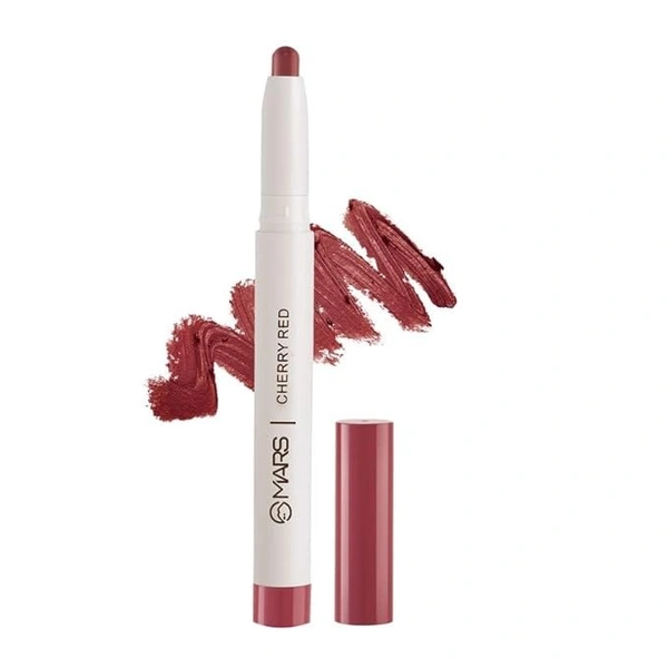 MARS Retractable Poppins Long Lasting Lip Crayon | Matte finish | Smudge proof & Kiss Proof Crayon Lipstick for Women (1.3 gm) (02-CHERRY-RED)