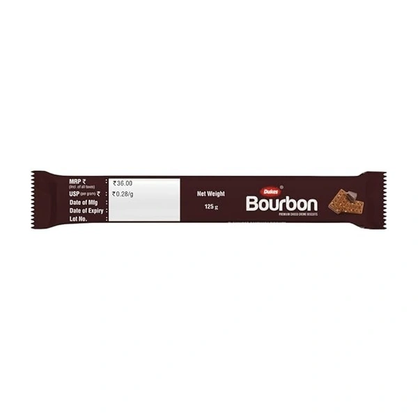 Dukes Bourbon Premium Chocolate Flavoured Sandwich Biscuit (125 Gram) - 125g