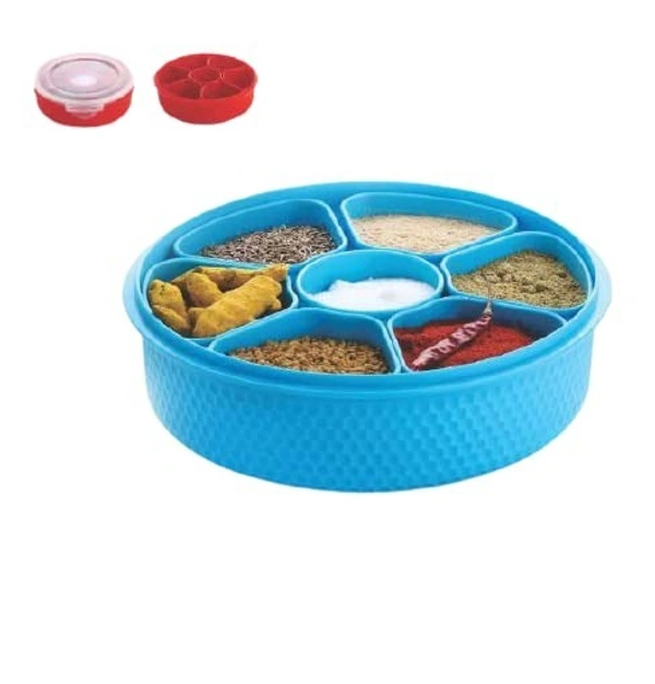 APEX KITCHENWARE ARTICLES Plastic Masala Rangoli Box - 7 Sections - 700 ml, 1 Piece, - 700 ml, Multi-color
