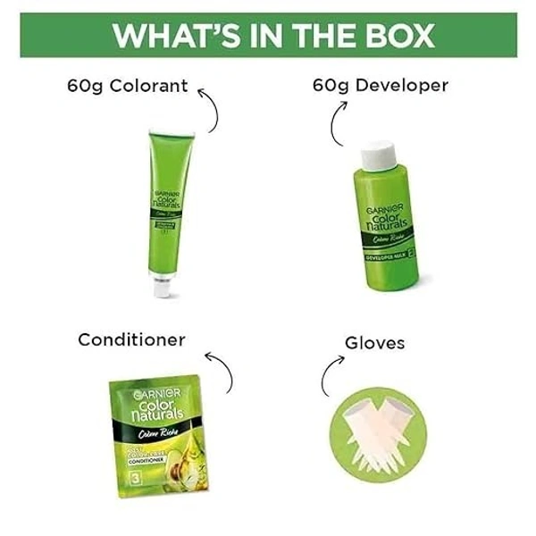 Garnier, Hair Colouring Creme, Long-lasting Colour, Smoothness & Shine, Color Naturals 70ml + 60g with Vitamin C Face Serum 7ml worth 129INR - Offer Pack (Shade 3 Darkest Brown) - 70ml+60g