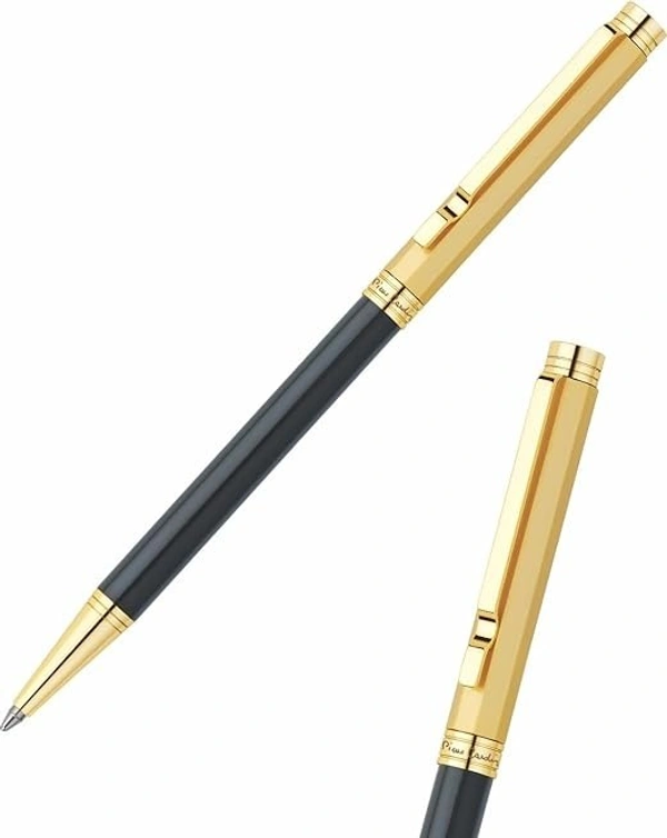 Pierre Cardin Golden Era Satin Gold-Black Premium Metal Ball Pen with Twist Mechanism | Luxurious Golden Trims & Clip | Ideal for Festive & Corporate Gifting
