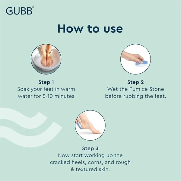 GUBB Pumice Stone For Feet Dead Skin Removal|Pedicure Tool With Rubber Grip - Removes dirt & dead cells | Great exfoliation tool |Moisturizes crack heels |Works efficiently on dry skin
