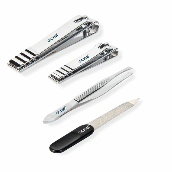 GUBB Nail Care Kit - Toe Nail Clipper, Finger Nail Cutter, Nail Filer & Flat Tweezer | Nail Clipper For Manicure, Nail Shaper for Smooth Nail Finish, Rust Resistant - Sharp & Durable Edge - SS