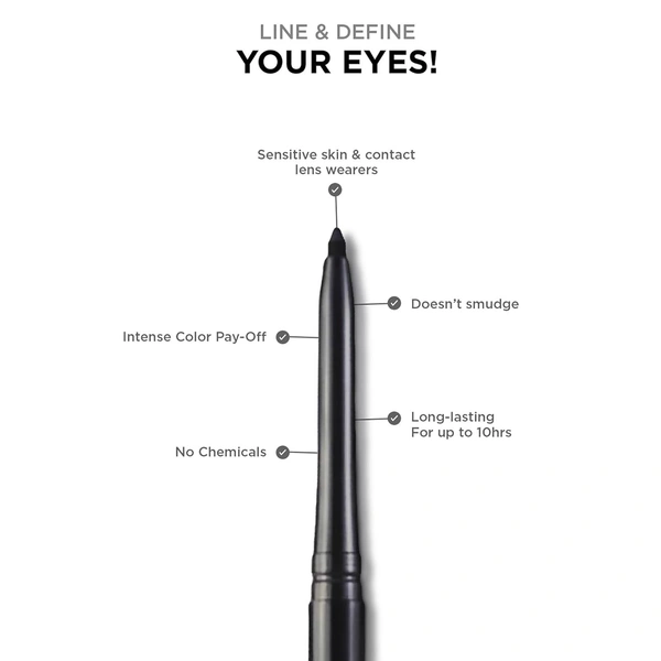 Colorbar Mesmereyes Opaque Pencil Kajal, | Moisturizing | Smudgeproof | Long Lasting - 0.35G, Black