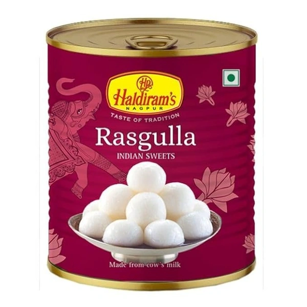 Haldiram's Nagpur Rasgulla Tin (1 kg) | Soft & Spongy Bengali Sweets in Sugar Syrup | Ready-to-Eat Indian Sweet | Premium Mithai Gift Pack