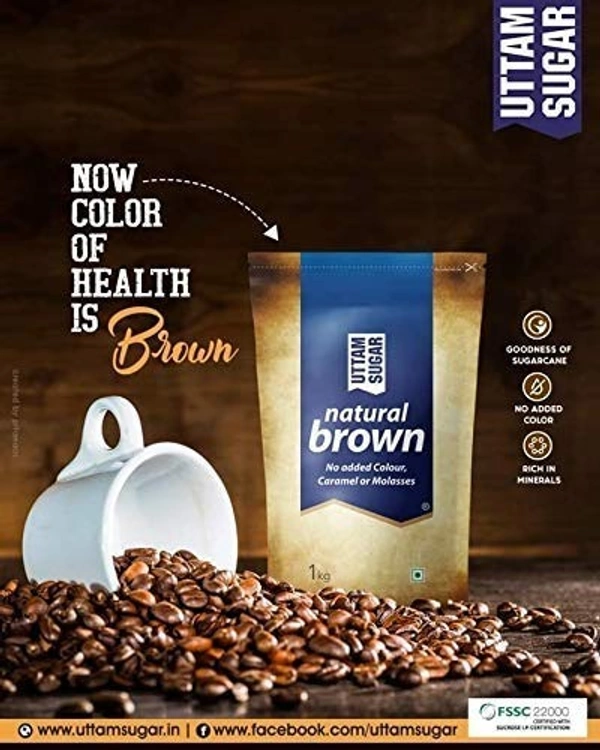 Nottacia Uttam Sugar Natural Brown Sugar, 1kg - 1KG