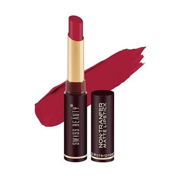 Swiss Beauty Non-Tranfer Matte Lipstick, Smooth & Waterproof - 2g, Red Letter