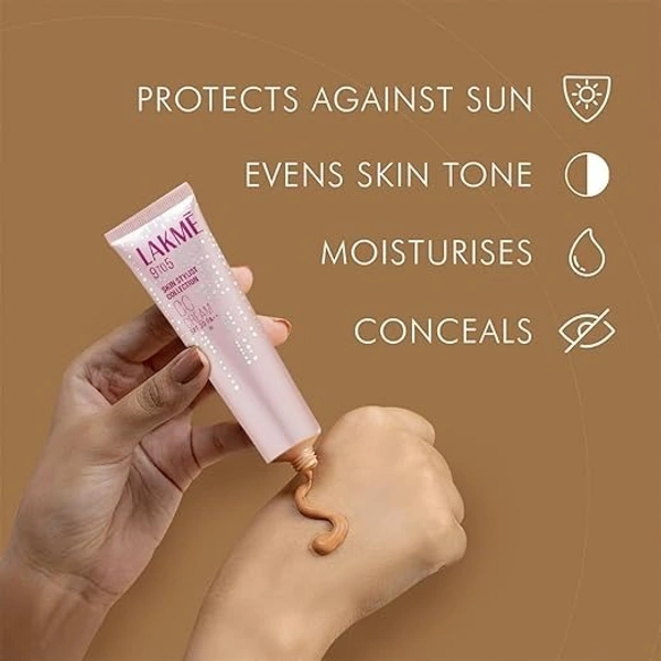 Lakme 9 to 5 CC Cream | Light Face Makeup with Natural Coverage | SPF 30 - Tinted Moisturizer to Brighten Skin, Conceal Dark Spots - 30g