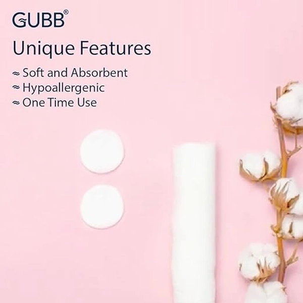 GUBB Hypoallergenic 100% Cotton Pads For Face Cleansing & Makeup Removal - Made of pure cotton | Safe for skin | Suitable for Women | Deep cleansing | Round shape, Non Woven - 80 Makeup Remover Pads
