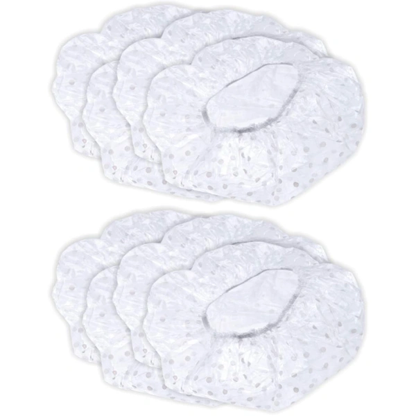 GUBB Dotted Printed Reusable Shower Cap for Men and Women (White) - Stylish and Waterproof Hair Protection with Elastic Band for a Luxurious and Hassle-Free Shower Experience - White