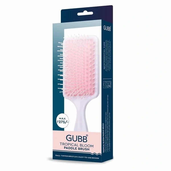 GUBB Tropical Bloom Paddle Hair Brush for Detangle & Straighten Hair - Ultra Soft & Flexible Nylon Bristles Great for Straightening, Smoothing out...