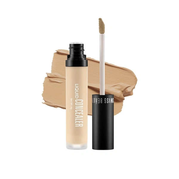 Swiss Beauty Liquid Light Concealer With Full Coverage |Easily Blendable Concealer For Face Makeup With Matte Finish  - 6g, Light Moyen