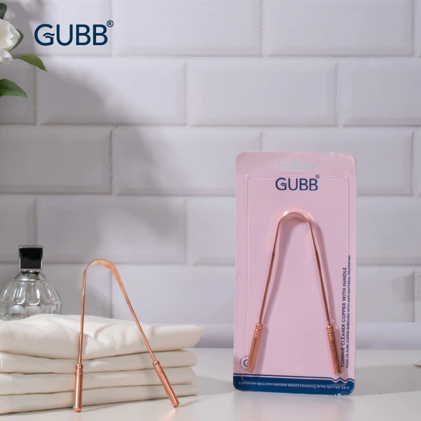 GUBB Ayurvedic Copper Tongue Cleaner for Kids & Adults with Ergonomic Handle - Effectively Combats Bad Breath, Enhances Oral Hygiene - Natural Copper Tongue Scraper for Improved Oral Health, Fresher Breath, and Gentle Tongue Cleaning Experience