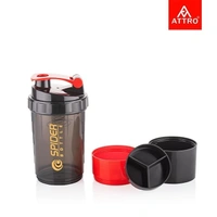 ATTRO Plastic Spider Shaker Bottle with Storage 300ml Protein Mixer Bottle with Compartment for Supplements, BPA-Free, Leakproof Gym Shaker Cup, Ideal for Workout, Gym, Travel Red