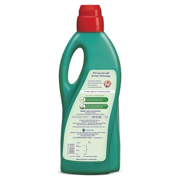 Pril Lime Liquid Dishwash Gel - 2 L | Dish Cleaning Liquid Gel with German Technology - Active Power Molecules Leaves No Residue, Grease Cleaner For All Types of Utensils 8902102163701 - 2 l, Pastel Green
