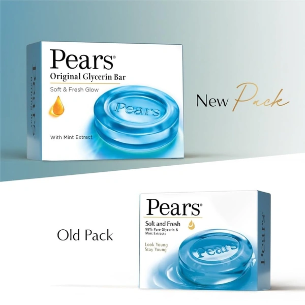 Pears Soft & Fresh Glycerine & Mint Extracts Bathing Bar, 98% Pure - 125g