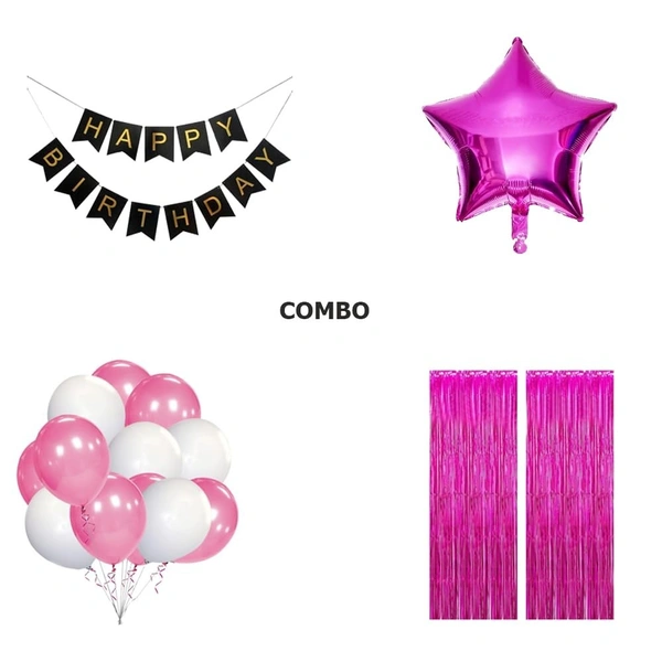 King Party Combo Set (24 Pcs) Complete Solution For Decoration Theme - Pink