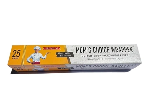Mom's Choice Wrapper | Butter Paper | Parchment Paper | Wrapping Rolls | 25 Meter - 290 mm, Silver