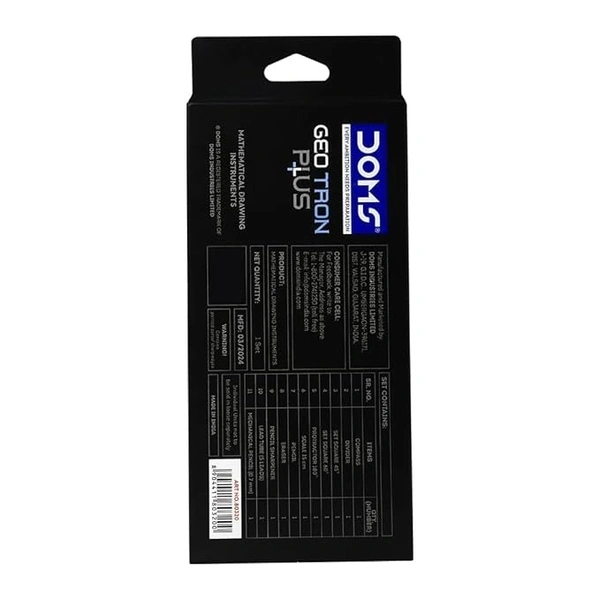 Doms Geotron Plus Geometry Box with Doms Y1+ Super Dark HB/2 Graphite Pencil Box Pack 10 Combo Pack - Black