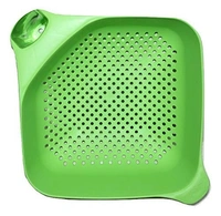 Apex Hard Plastic Vegetable Fruit Basket Rice Wash Sieve Washing Bowl - Green