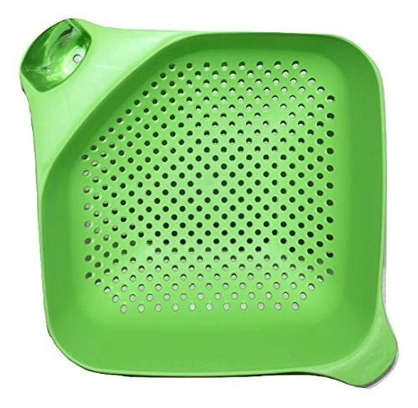 Apex Hard Plastic Vegetable Fruit Basket Rice Wash Sieve Washing Bowl - Green