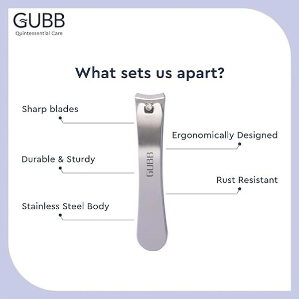 GUBB Curved Nail Clipper For Men & Women | Stainless Steel Nail Cutter