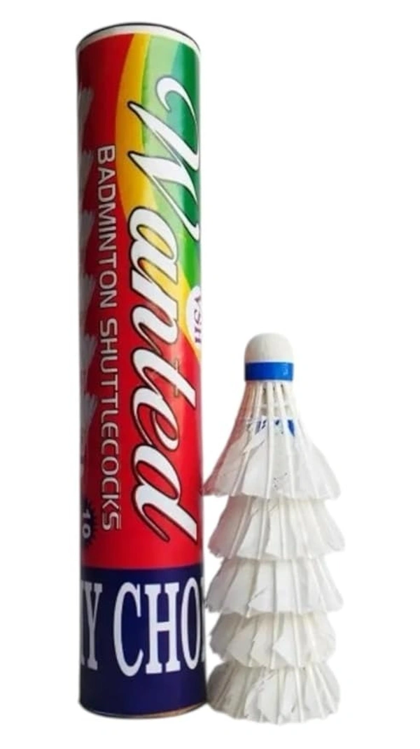 VSH Sports Wanted Feather Badminton Shuttlecocks, White, Pack of 10, Medium Slow (10)