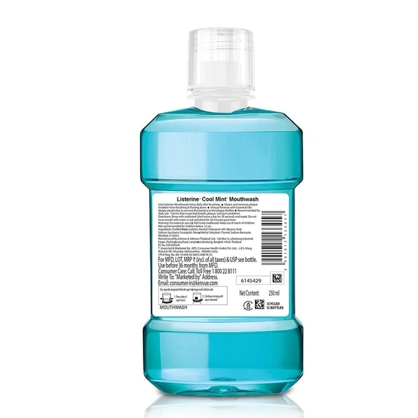 Listerine Cool Mint Mouthwash Liquid, Removes 99.9% Germs - 250ML
