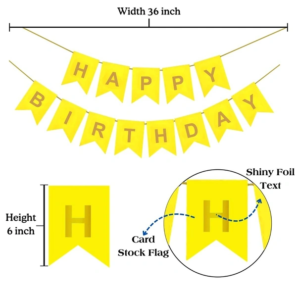  Happy Birthday Banner  - Yellow